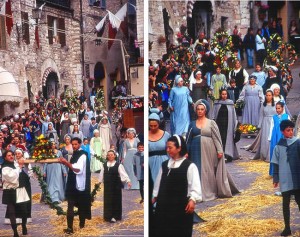 Calendimaggio, festa medieval em Assis, Itália