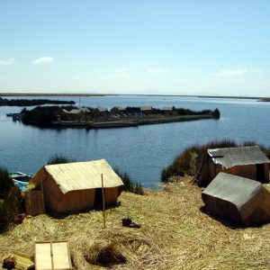 Ilhas flutuantes dos Uros, Lago Titicaca, no Peru