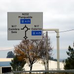Placas em estrada em Portugal