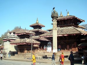 Katmandu, Nepal, templos junto do antigo palácio real