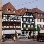 Casas típicas em Obernai, Alsácia, França