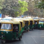 Os scooters-táxis, em Delhi