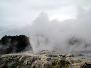 Gêiser em Rotorua, Ilha do Norte, Nova Zelândia