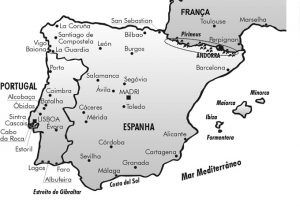 Mapa da Espanha e Portugal