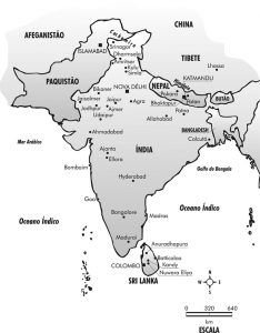 Mapa da Índia e Nepal
