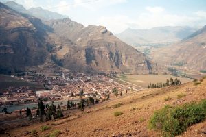 Pisac, vista panorâmica, Valle Sagrado de los Incas no Peru