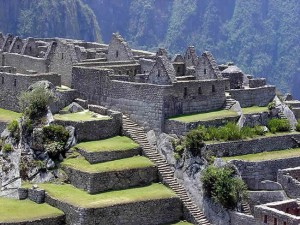 Construções incas em Machu Picchu, no Peru