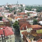 Vista aérea, centro histórico de Tallinn, Estônia