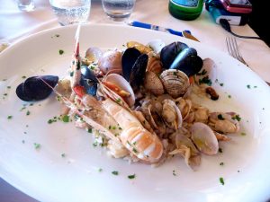 Risotto al frute de mare, uma especialidade de Positano