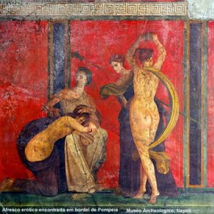 Afresco erótico em Pompeia, Itália