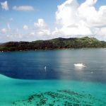 Foto aérea da laguna de Bora Bora
